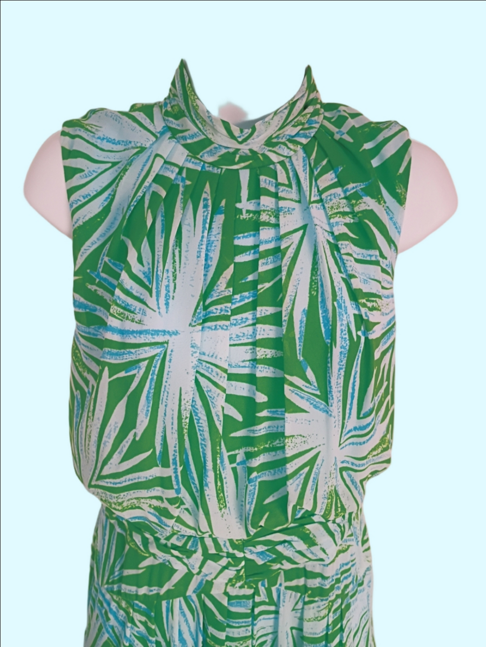 DVF  Diane Von Furstenburg Size 4 Green Palm Print Chiffon Maxi "Menon" Spring26 - Picture 7 of 15